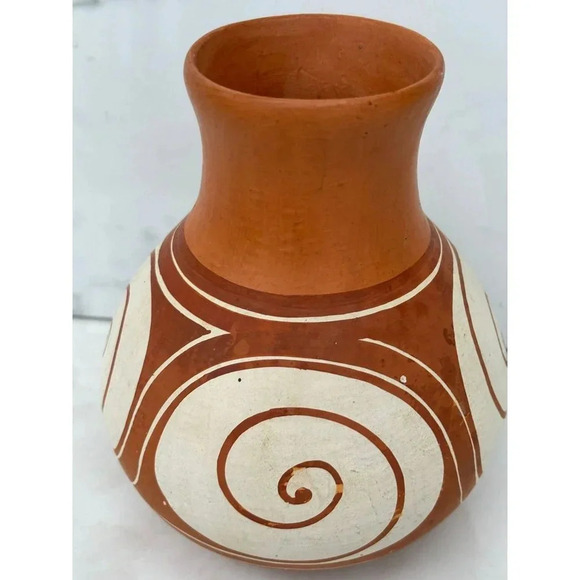 Native By Unknown Artist Hand Painted Pot Brown Size 6"x 3" - Picture 2 of 8